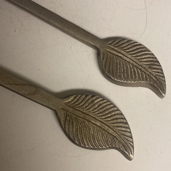 Salad Servers Aluminum Metal Leaf Fork Spoon 12.5” - Picture 4 of 13